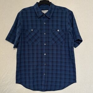 Orvis Men's Medium Blue Plaid Short Sleeve Outdoor Fishing Hiking Style Shirt